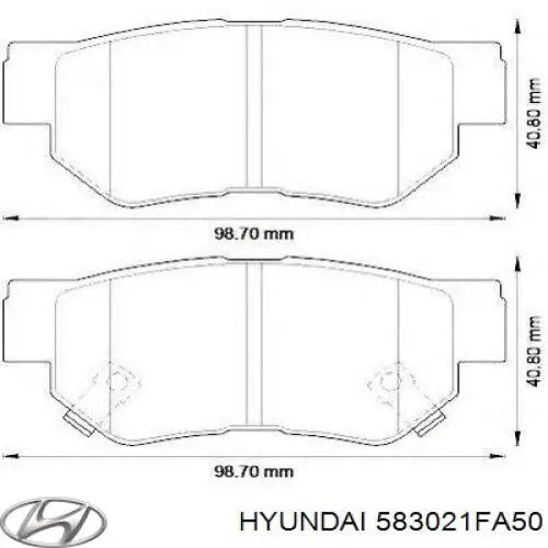 583021FA50 Hyundai/Kia колодки тормозные задние дисковые