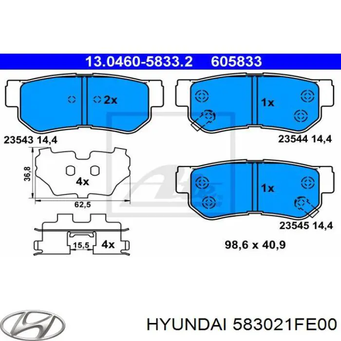 583021FE00 Hyundai/Kia колодки тормозные задние дисковые