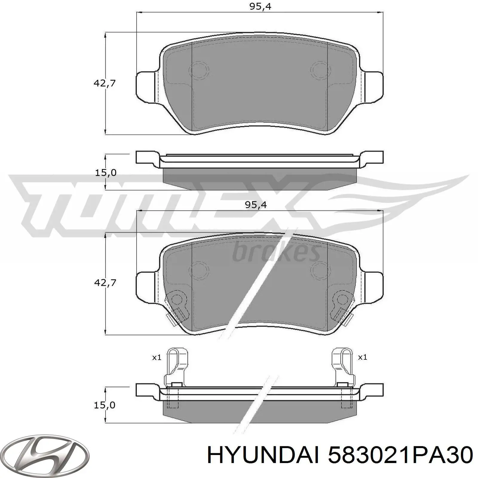 Задние дисковые колодки Hyundai/Kia 583021PA30