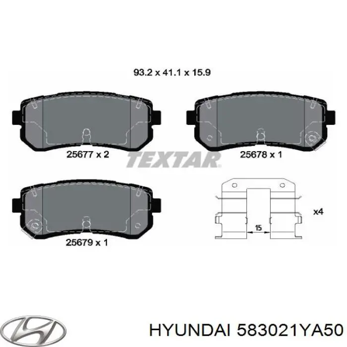 Задние дисковые колодки Hyundai/Kia 583021YA50