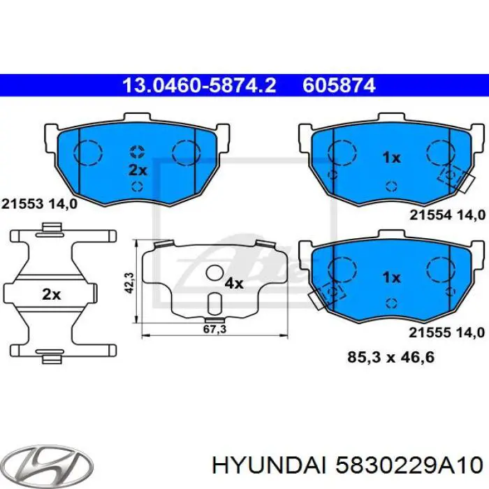 5830229A10 Hyundai/Kia колодки тормозные задние дисковые