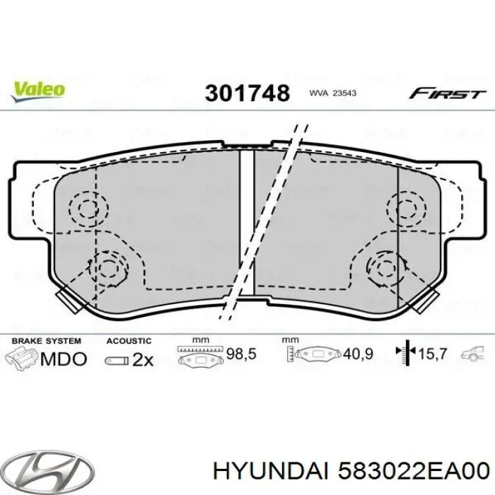 Sapatas do freio traseiras de disco Hyundai/Kia 583022EA00 preço, a partir de 38,68 USD