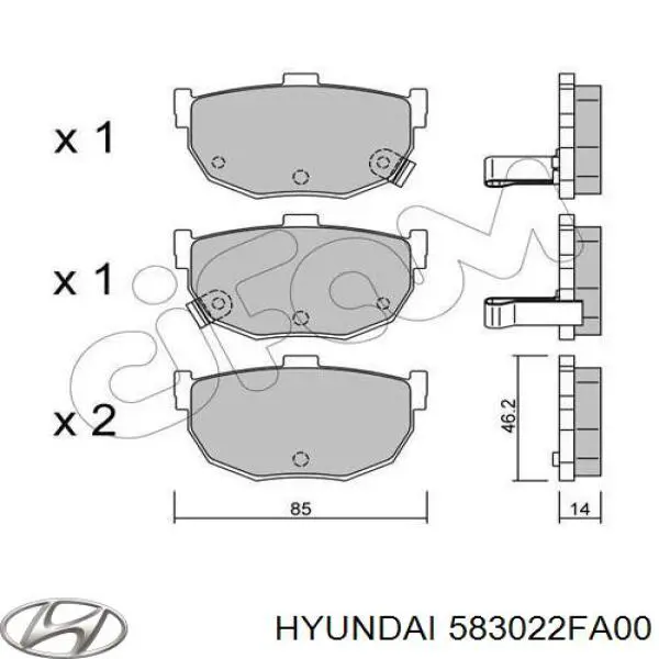 Задние тормозные колодки 583022FA00 Hyundai/Kia