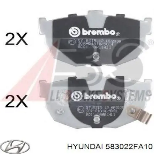 583022FA10 Hyundai/Kia колодки тормозные задние дисковые