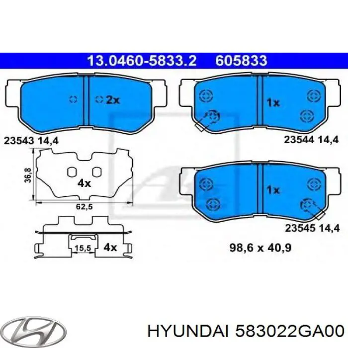 Купить 583022GA00 Hyundai/Kia Колодки тормозные задние, дисковые