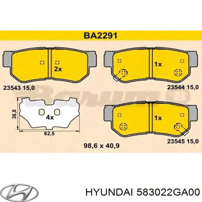 Колодки дисковые  Hyundai/Kia 583022GA00 цена, от 10.74 USD