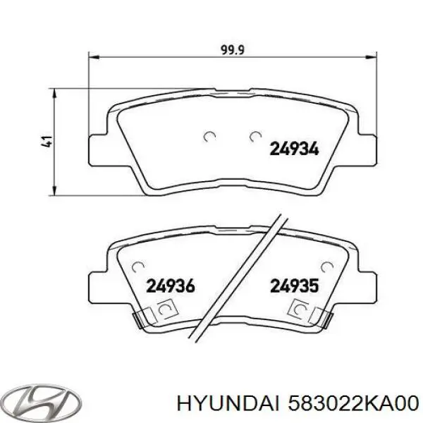 Задние тормозные колодки 583022KA00 Hyundai/Kia