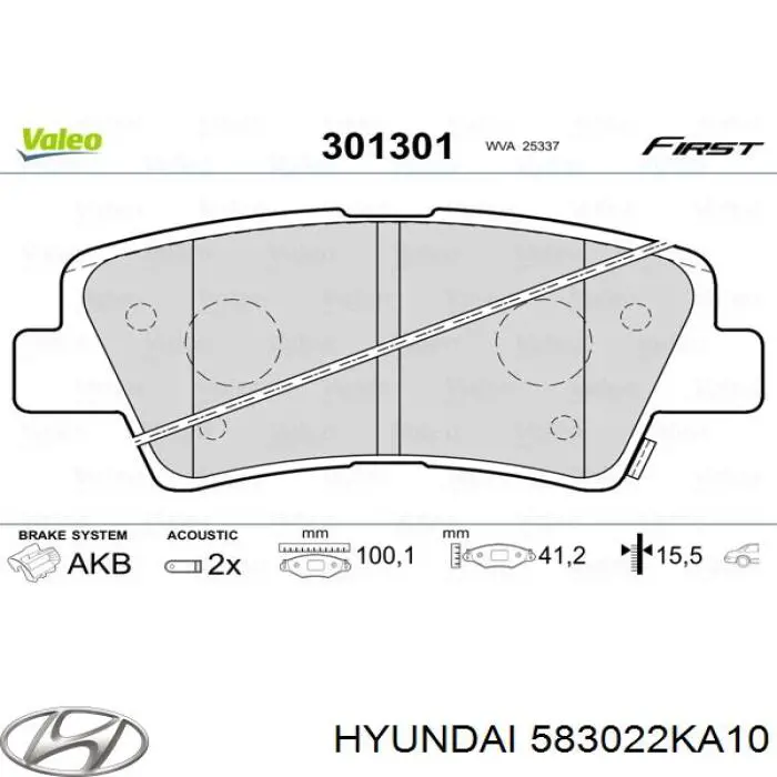 Pastillas de freno traseras 583022KA10 Hyundai/Kia