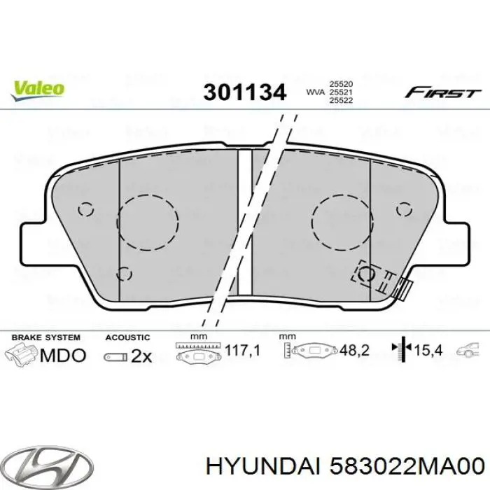 Колодки дисковые  Hyundai/Kia 583022MA00 цена, от 26.58 USD