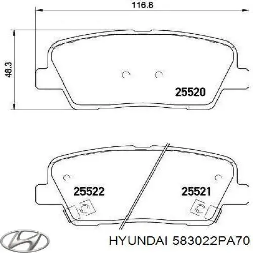 Задние тормозные колодки 583022PA70 Hyundai/Kia