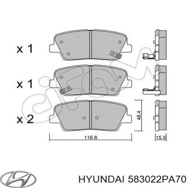 Купить 583022PA70 Hyundai/Kia Колодки тормозные задние, дисковые
