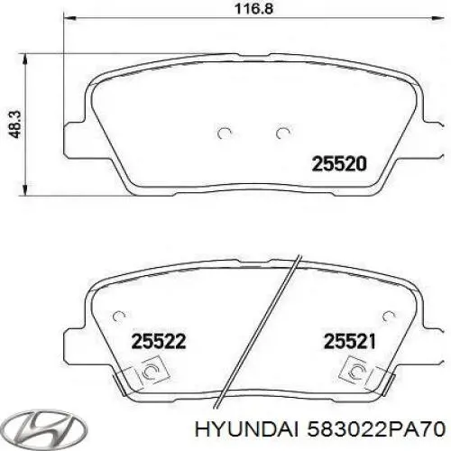 Задние тормозные колодки 583022PA70 Hyundai/Kia