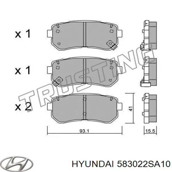 Купить 583022SA10 Hyundai/Kia Колодки тормозные задние, дисковые