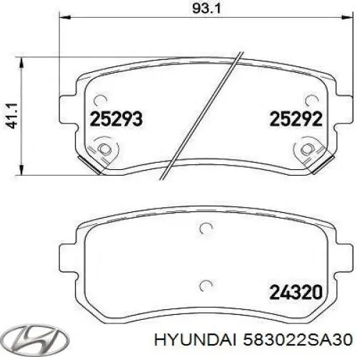 Задние тормозные колодки 583022SA30 Hyundai/Kia