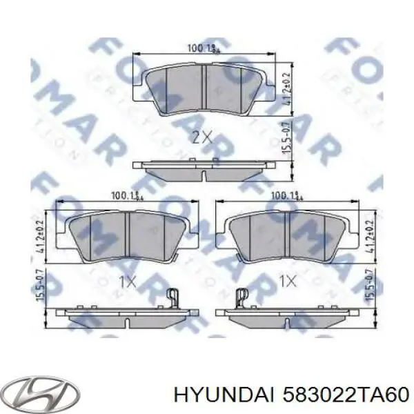 Задние дисковые колодки Hyundai/Kia 583022TA60