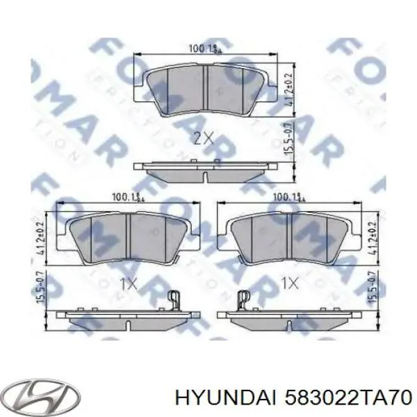 Задние дисковые колодки Hyundai/Kia 583022TA70