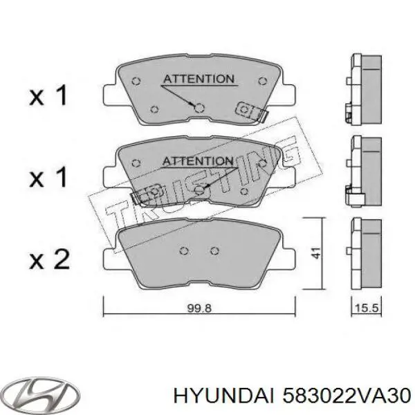 Купить 583022VA30 Hyundai/Kia Колодки тормозные задние, дисковые