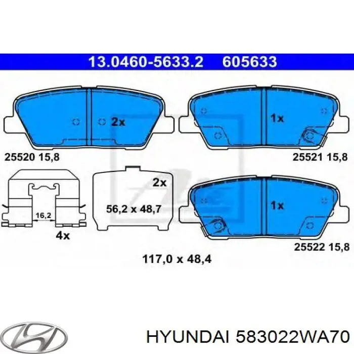 Колодки дисковые  Hyundai/Kia 583022WA70 цена, от 34.32 USD