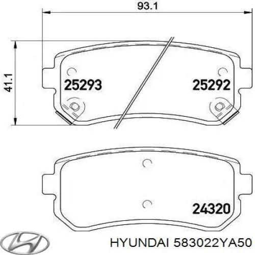 583022YA50 Hyundai/Kia колодки тормозные задние дисковые
