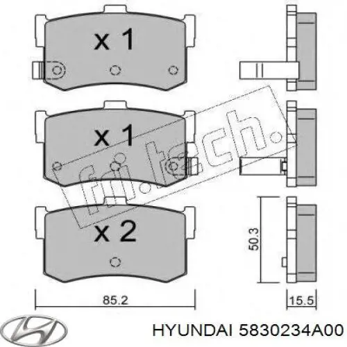 Колодки дисковые  Hyundai/Kia 5830234A00 цена, от 12.69 USD