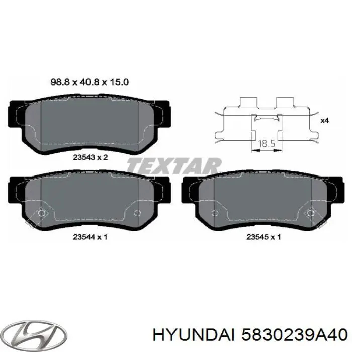 Колодки дисковые  Hyundai/Kia 5830239A40 цена, от 11.29 USD