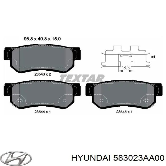 583023AA00 Hyundai/Kia колодки тормозные задние дисковые