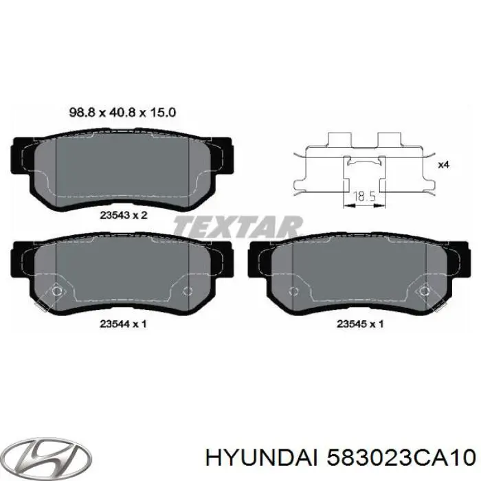 583023CA10 Hyundai/Kia колодки тормозные задние дисковые