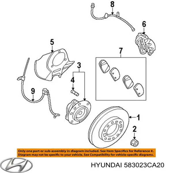 Задние дисковые колодки Hyundai/Kia 583023CA20
