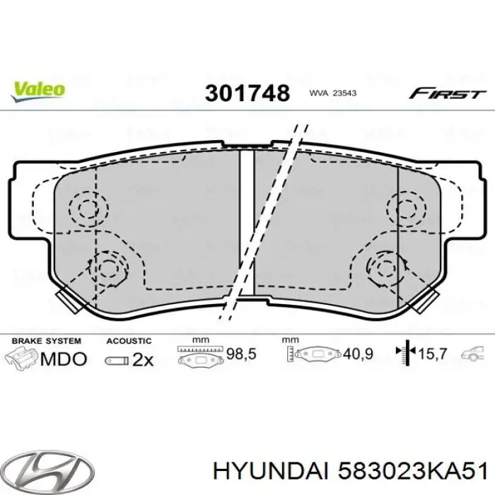 Compre 583023KA51 Hyundai/Kia Sapatas do freio traseiras de disco