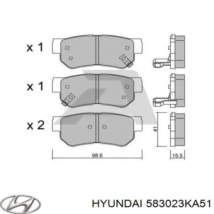 583023KA51 Hyundai/Kia Sapatas do freio traseiras de disco