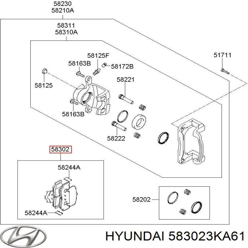 583023KA61 Hyundai/Kia колодки тормозные задние дисковые