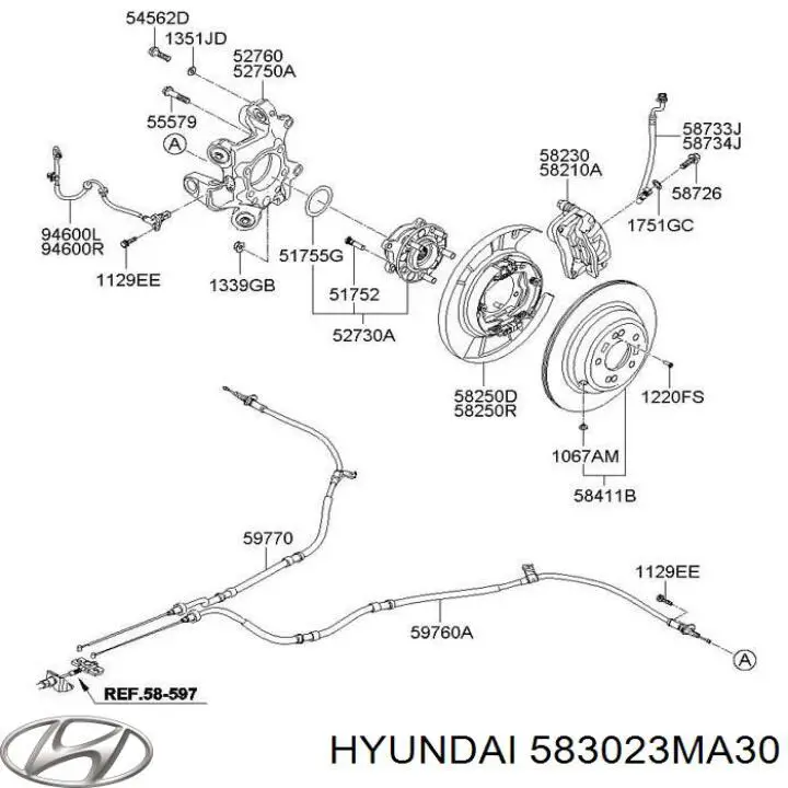 Задние тормозные колодки 583023MA30 Hyundai/Kia