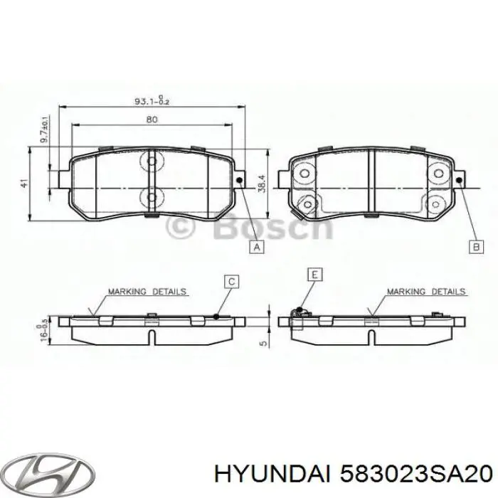 Колодки дисковые  Hyundai/Kia 583023SA20 цена, от 13.38 USD