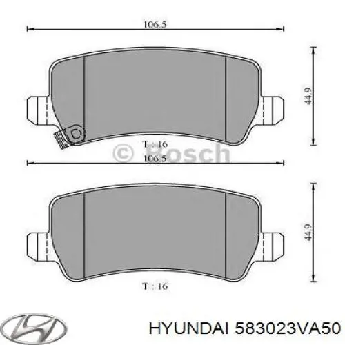 Купить 583023VA50 Hyundai/Kia Колодки тормозные задние, дисковые