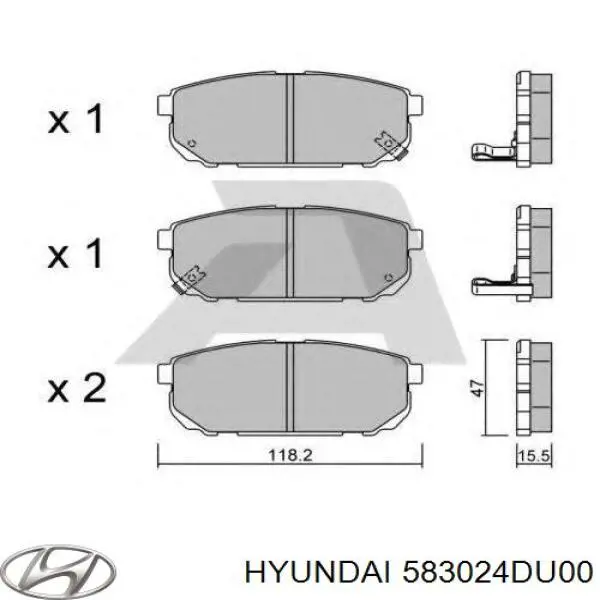 Купить 583024DU00 Hyundai/Kia Колодки тормозные задние, дисковые
