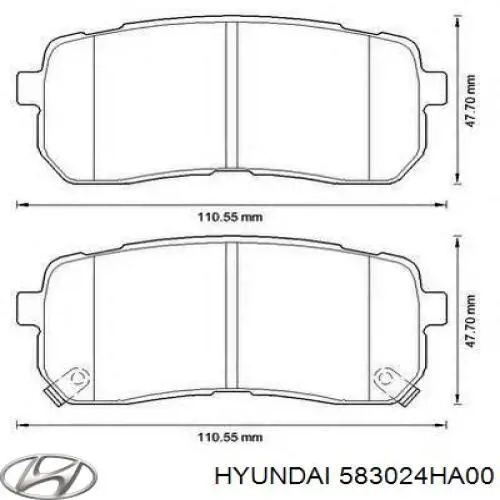 583024HA00 Hyundai/Kia колодки тормозные задние дисковые