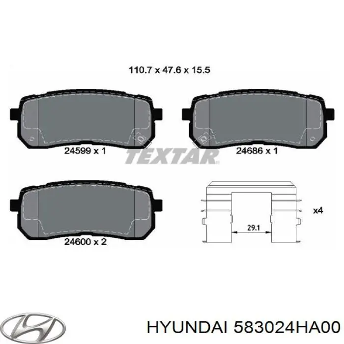 Колодки дисковые  Hyundai/Kia 583024HA00 цена, от 19.64 USD