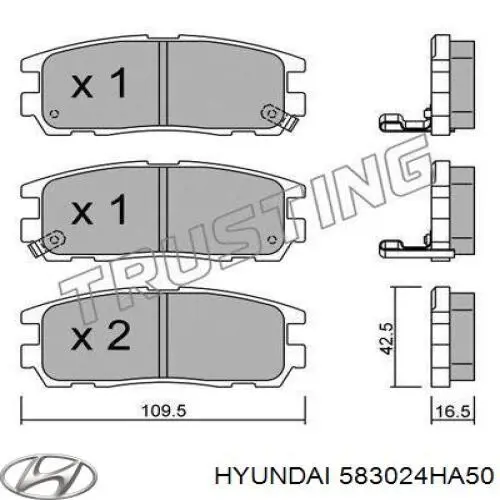 Купить 583024HA50 Hyundai/Kia Колодки тормозные задние, дисковые