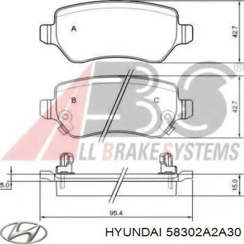 Купить 58302A2A30 Hyundai/Kia Колодки тормозные задние, дисковые