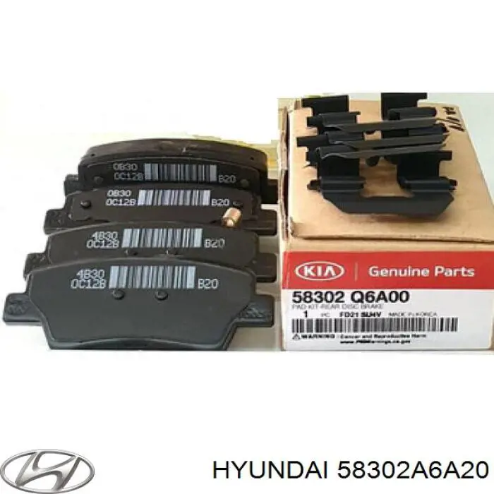 Задние тормозные колодки 58302A6A20 Hyundai/Kia