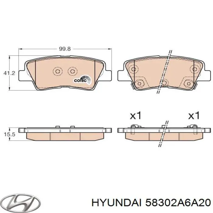 Задние дисковые колодки Hyundai/Kia 58302A6A20