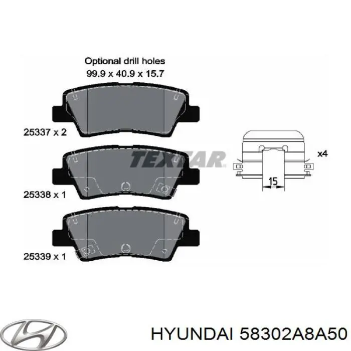 Задние тормозные колодки 58302A8A50 Hyundai/Kia