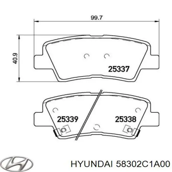 Pastillas de freno traseras 58302C1A00 Hyundai/Kia