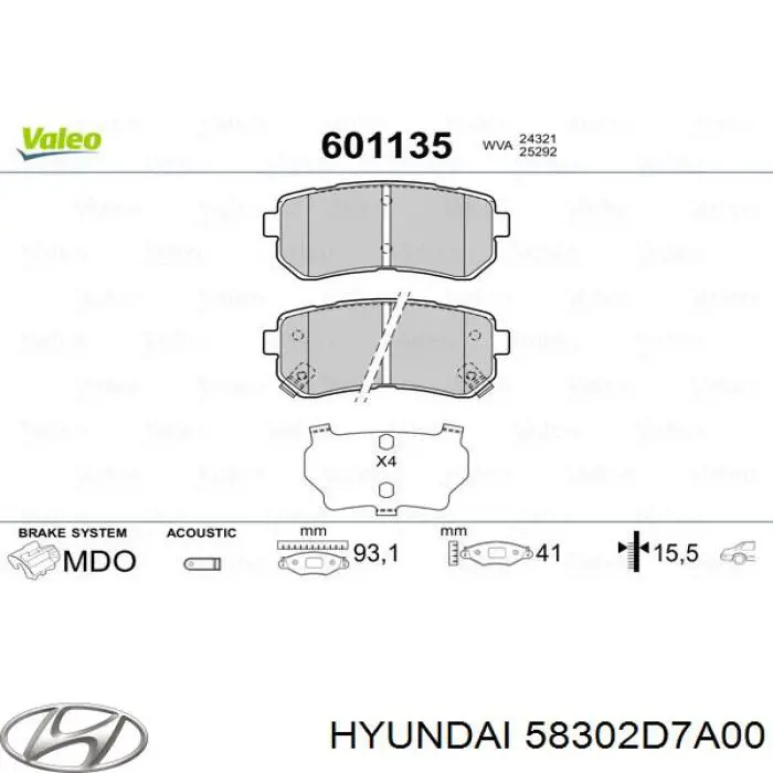 Compre 58302D7A00 Hyundai/Kia Sapatas do freio traseiras de disco
