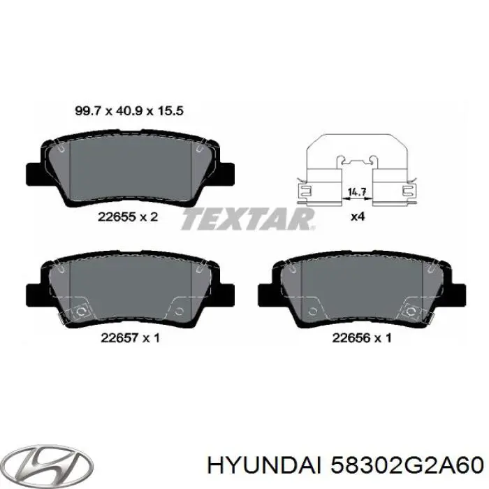 Pastillas de freno traseras 58302G2A60 Hyundai/Kia