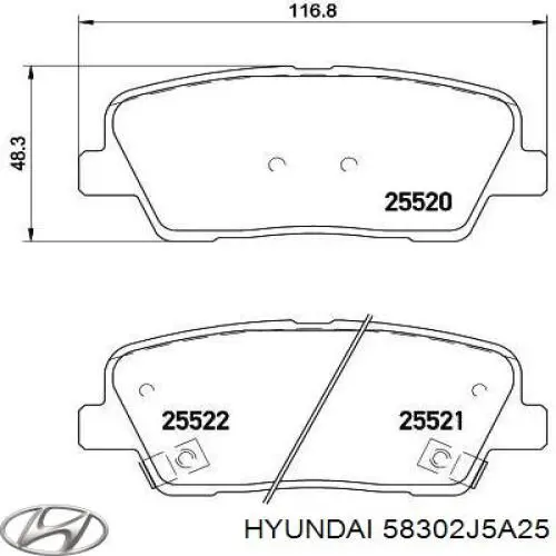 Купить 58302J5A25 Hyundai/Kia Колодки тормозные задние, дисковые
