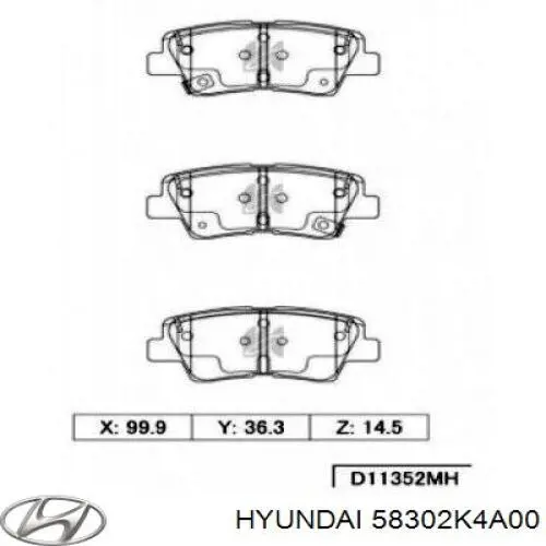 Задние тормозные колодки 58302K4A00 Hyundai/Kia