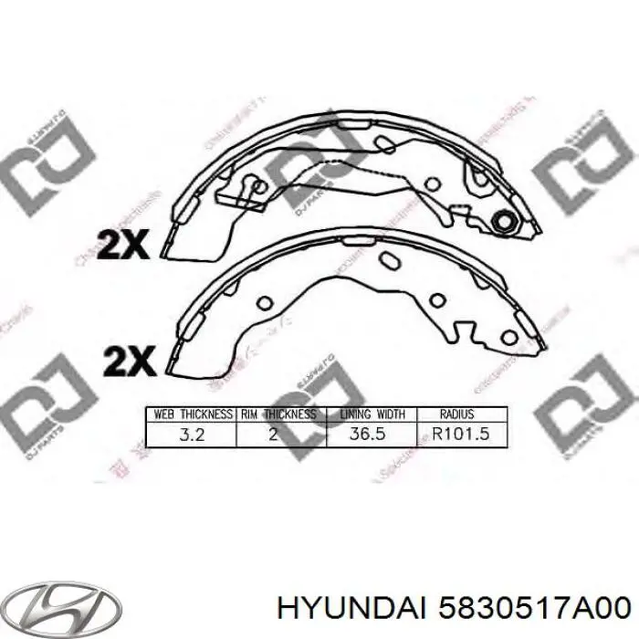 Тормоза рабочие задние ножные и тормозные барабаны Hyundai/Kia 5830517A00 цена, от 20.14 USD