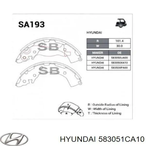 Купить 583051CA10 Hyundai/Kia Задние барабанные тормозные колодки