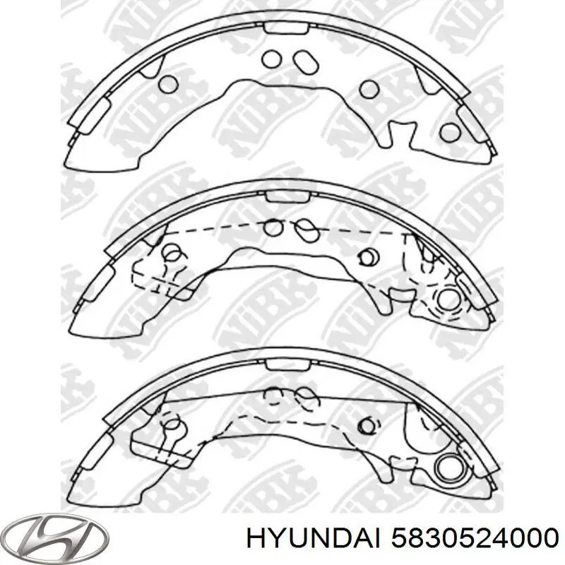 Задние барабанные колодки 5830524000 Hyundai/Kia